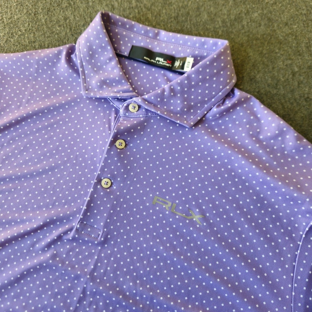 RLX Ralph Lauren All Over Micro Diamond Golf Polo Large Prep Activewear Gorpcore